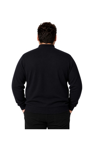 Battalmoda Erkek Büyük Beden Siyah Yarım Balıkçı Pamuklu Kazak 3xl-4xl-5xl-6xl