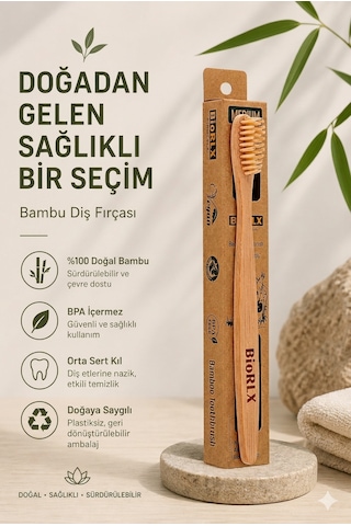 Bambu Diş Fırçası Medium Çevre Dostu Bpa Free - Bamboo Toothbrush