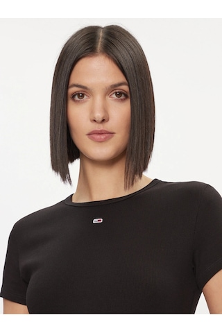 Tommy Hılfıger Kadın T-shırt Dw0dw17383-bds SIYAH