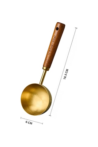 60 Ml Ahşap Saplı Gold Kahve Ölçü Kaşığı Paslanmaz Çelik Kahve Çay Mama Ölçme Kaşığı Altın