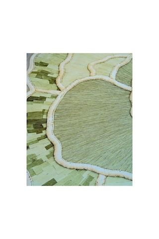 Sdt Yeşil Renkli Modern Organik Formlu Pastel Minimalist Dokuma Taban Dekoratif Halı Sdt1354