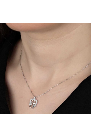 925 Ayar Swarovski Taşlı Gümüş Melek Bayan Kolye