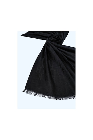Mim Eşarp Işıl İpek - H Desen Kaşmir İpek Şal 75x190 Cm Siyah
