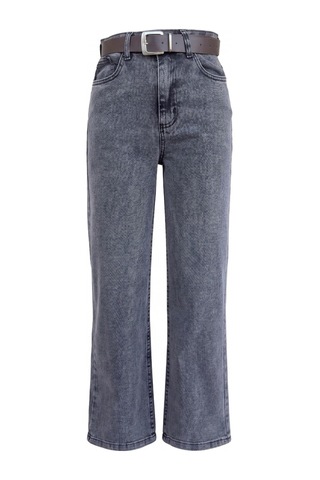 Bluemarlin Kar Siyah Likralı Kemerli Tam Kalıp Denim Pantolon Kar Siyah