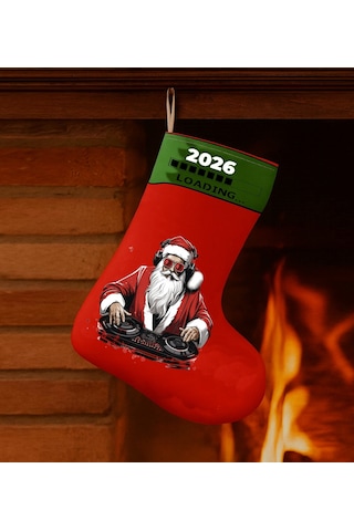 Yılbaşı Çorabı Duvar Süsü Dj Noel Baba Dekoratif Duvar Aksesuarı Yeni Yıl Ev Süslemesi