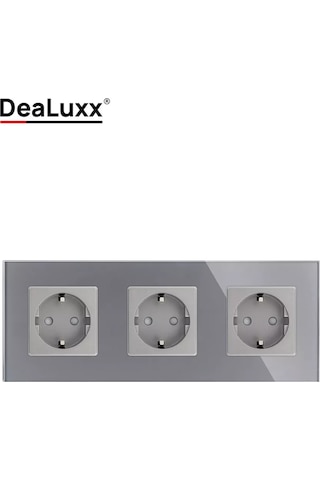 Dealuxx Cam Çerçeveli Üç Uçlu Gri Priz 194029886