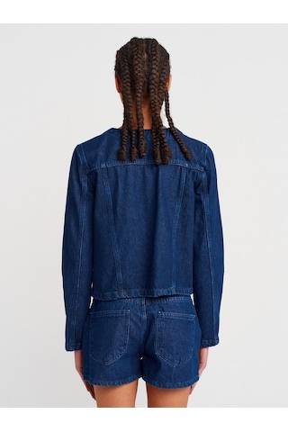 Dilvin 65365 Dört Cepli Kısa Denim Mont-lacivert Lacivert