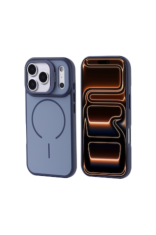 Zore Apple iPhone Uyumlu 17 Pro Max Kılıf M-safe Şarj Özellikli Kamera Standlı Omsy Notron Kapak - Gold Altın