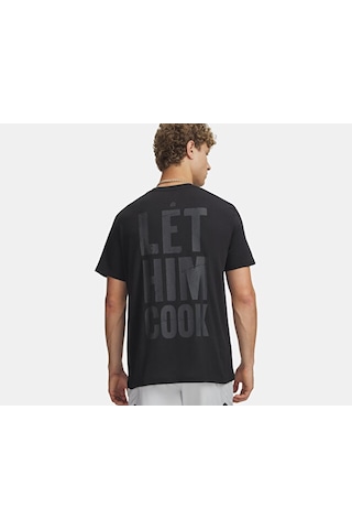 Under Armour Curry Let Him Cook Tee Erkek Basketbol Tişört 6009784-001 Siyah Siyah