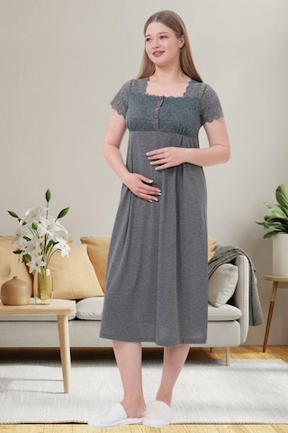 Mecit Pijama Mecit 6057 Füme Hamile Lohusa Gecelik