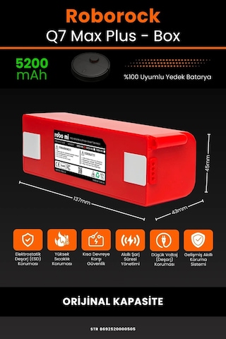 Roborock Q7 Max Plus 5200mah Uyumlu Robot Süpürge Bataryası - Box - Kapasite