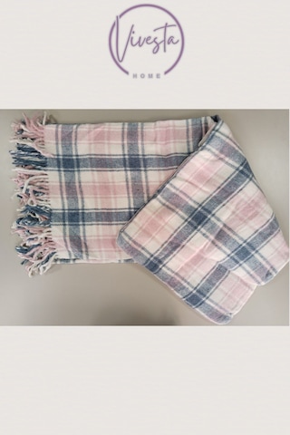 Yumuşacık Scotch Battaniye 150 200 Cm Sıcak, Şık Ve Konforlu Tasarım Pembe - Mavi