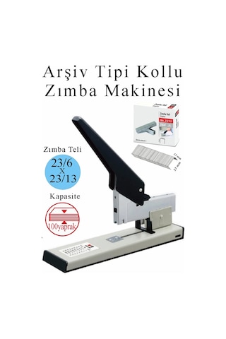 Büyük Boy Zımba Makinesi 1 Adet Arşiv Tipi Zımba Makinası 100 Yaprak Kapasiteli Zımba Teli Hediyeli Kollu Zımba Makinası
