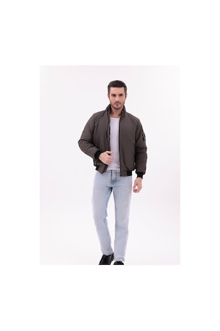 Blayn Jeans Erkek Kahverengi Mevsimlik Mont Dik Yaka, Fermuarlı, Hafif Bomber Ceket