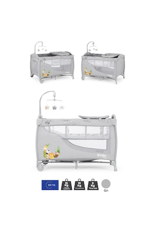 Kanz Endo Plus Park Yatak Ve Oyun Parkı Gri 70 X 110