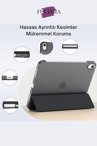 Apple Uyumlu iPad Air 11 2025 M3 Çip Katlanabilir Standlı Smart Cover Fuchsia Tablet Kılıfı Kapaklı Kılıf