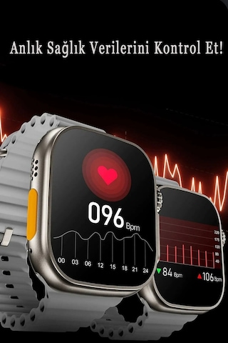 Wearfitpro Gs8+ Watch 8 Ultra 45mm Gerçek Kordon Kilitlemeli Akıllı Saat Çift Kordonlu Ocean Kordon