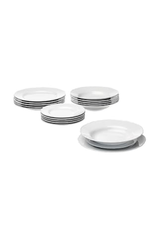 Ikea Upplaga Porselen 6 Kişilik 18 Parça Yemek Takımı 22-28 Cm Beyaz Yuvarlak