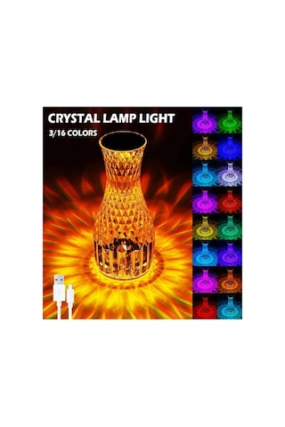 Kristal Masa Lambası Rgb Renk Değiştiren Gece Lambası 16 Renk Ve 4 Mod Dokunmatik Kontrol Belirtilmemis