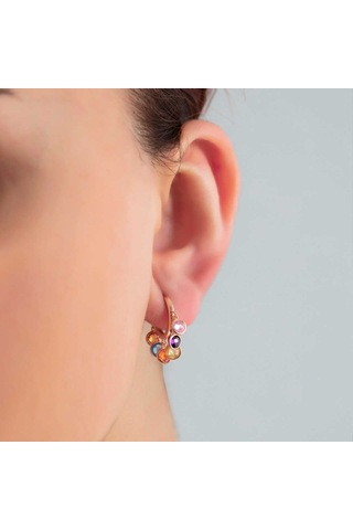 Altınbeyı Renkli Taşlı Sallantılı Halka Küpe 3.50 Gram