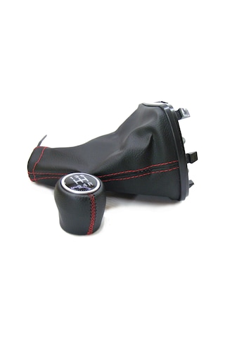 Fiat Linea-punto Deri Vites Topuzu Ve Körüğü Takım Kırmızı Dikişli Siyah