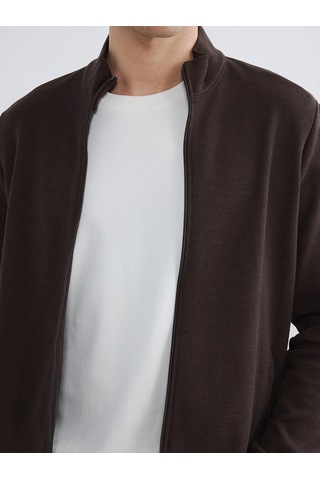 Lcwaıkıkı Classic Kahverengi Dik Yaka Erkek Fermuarlı Sweatshirt