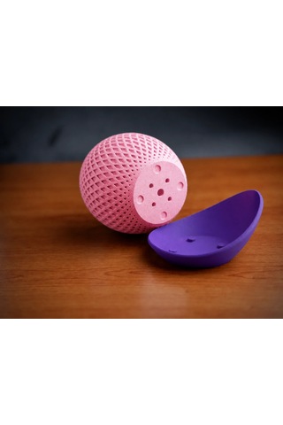 3d Baskı Küre Saksı - Kafes Dokulu İki Parçalı Dekoratif Saksı - Pembe-mor 32348370