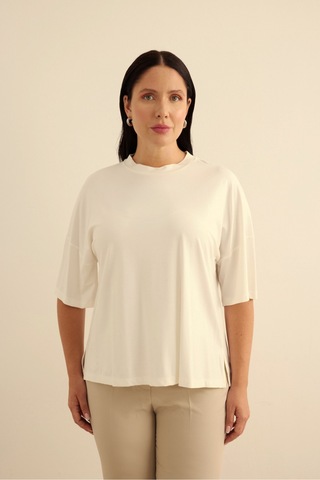 Aker Basic Rayon T-shırt Ekru Ekru
