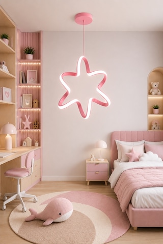 Yalven Led Sarkıt Avize Çocuk Odası Beyaz Işık Pembe