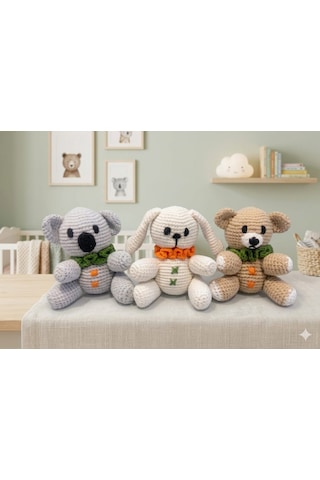 Amigurumi Oyuncak Bebek 3 Lü Set- Uyku Arkadaşı-montessori- Waldorf 001