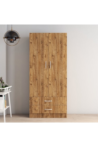 tanmob 2 Kapılı Iki Çekmeceli Geniş Gardrop Çam - Grd0402