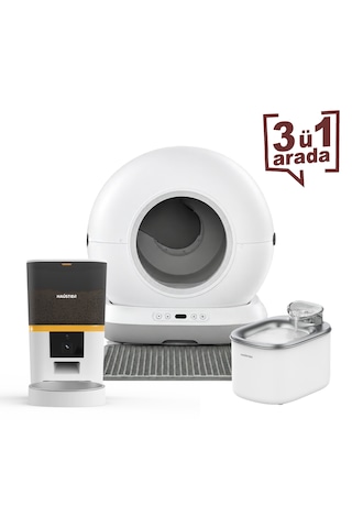 Haustier Cb001 Gri Kedi Tuvaleti Qq005 Beyaz Mama Kabı Wf007l Beyaz Kedi Suluğu 3 Lü Set Haustier Türkiye Garantili