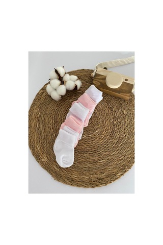 Glory Baby Organik Pamuklu Unisex 5'li Premium Yenidoğan Bebek Çorabı - Kutulu Beyaz-pembe Beyaz-pembe
