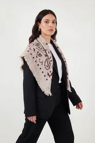 Lela Bayan Şal 6941300 Bej-bordo