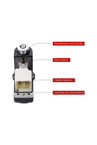 Alarm Disk Kilidi Seti, Fren Kilidi, Hırsızlığa Karşı Su Geçirmez 110 Db 7 Mm Pin 1,5 M Hatırlatma Kablosu Motos Genel