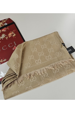 Miorel Scarfs G Desen Çift Taraflı Kaşmir İpek Şal 4 Mevsim Soft Pamuklu Şal Gold