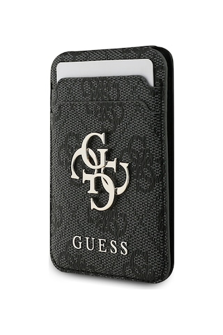 Guess Lisanslı Pu Deri 4g Desenli Metal Büyük 4g Ve Yazı Logolu Standlı Magnetik Kartlık Siyah