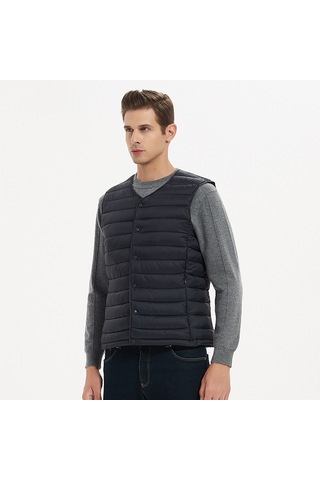 Sonbahar Ve Kış İçin Kolsuz Erkek Kaz Tüyü Dolgulu Pamuklu Yelek Kırmızı