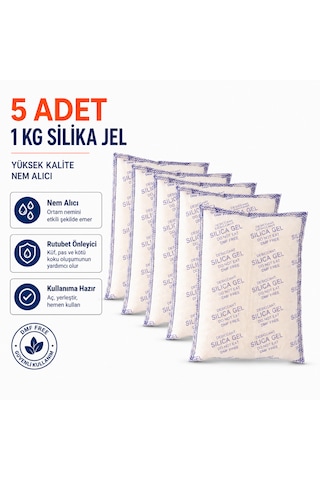 5 Adet 1 Kg Silika Jel Nem Alıcı Rutubet Önleyici Şeffaf 5 Adet 1 Kg Silika Jel Nem Alıcı Rutubet Önleyici Şeffaf