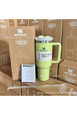 Paslanmaz Çelik Pipetli 1200ml Araba Bardağı - Sarı Yeşil Um45489-4 Yurt Dışından Yeşil