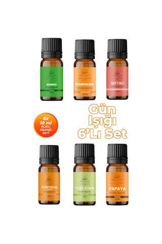 Gün Işığı Oda Kokusu 6'lı Set- Doğal Esansiyel Uçucu Yağ, Difüzör Esansı, Buhurdanlık Yağı Karışık Gün Işığı Oda Kokusu 6'lı Set- Doğal Esansiyel Uçucu Yağ, Difüzör Esansı, Buhurdanlık Yağı Karışık