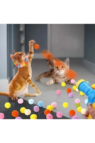 Tineke İnteraktif Kedi Oyun Tabancası 3 Adet Peluş Top