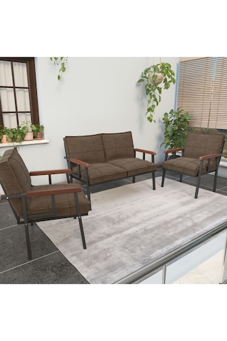 Mygusi Modern'' Metal Kanepe Koltuk Takımı - 2 1 1 Kahve