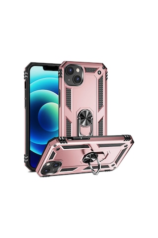 Apple Uyumlu iPhone 14 Kılıf Kamera Koruyucu Manyetik Standlı Tank Koruma Kılıfist Siyah