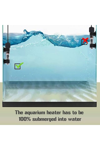 Hallow Mini Akvaryum Isıtıcı Dalgıç Oto Termostat Isıtıcı Siyah