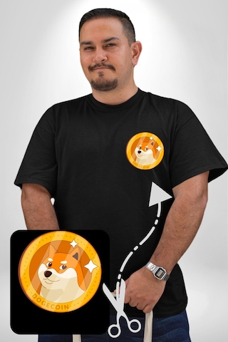Angemiel Doge Coin Siyah Büyük Beden Kadın Basic Minimal Baskılı Tişört Siyah