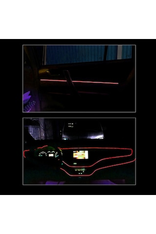 Wezone Araba İç Dekorasyon Led Işık Şeridi 4m, Klips Tipi, Kırmızı Renk, Sigara Ateşleyici Beslemeli, Esnek Ve Kolay Kurulum