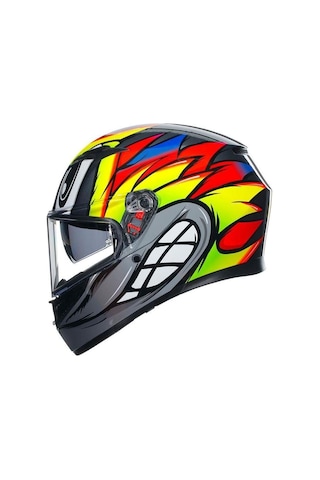 Agv K3 MPLK Bırdy 2.0 Gri Sarı Kırmızı Motosiklet Kaskı.