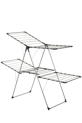 Flexdry 2 Katlı 25 Metre Asma Boylu, Uzun Ömürlü, Rahat Kullanımlı Çamaşır Kurutmalık Gri - Siyah