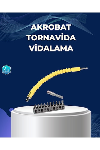 Muratech 12 Li Akrobat Bits Vidalama Seti Esnek Uç Çok Yönlü Kullanım Küçük